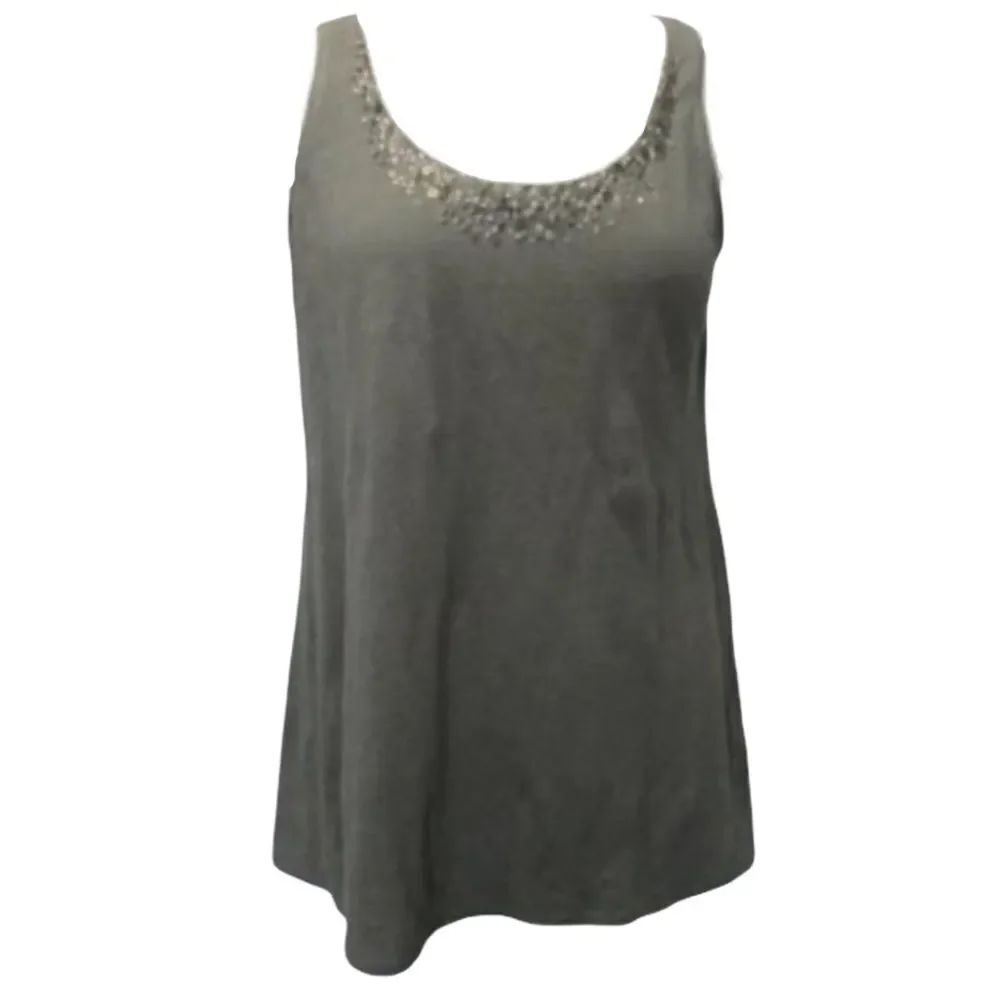 Eileen Fisher Grey 100% Linen Swing Tank Top XS